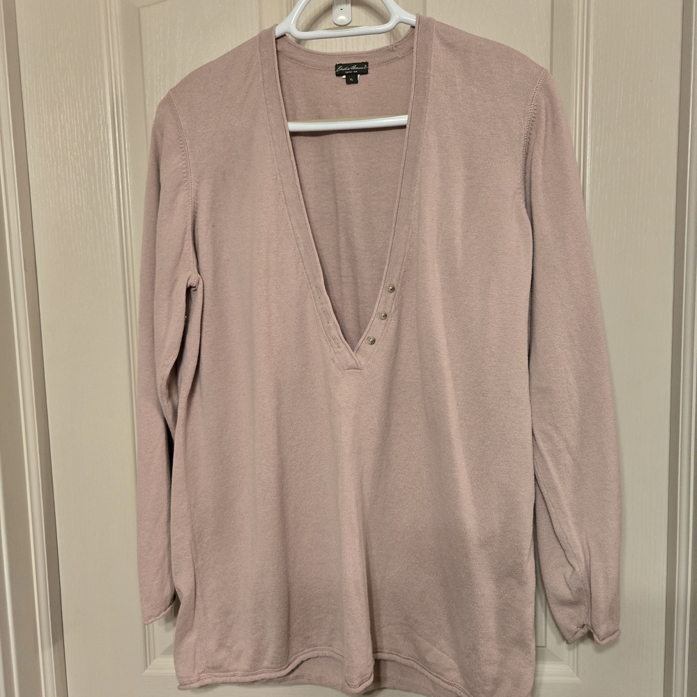 Eddie Bauer Soft Pink V-Neck Sweater